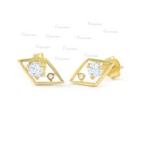 14K Gold 0.13 Ct. Diamonds Rhombus Shape Earrings Fine Jewelry