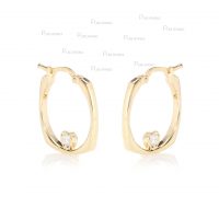 14K Gold 0.08Ct. Diamond Unique Wedding Hoop Huggie Earring Fine Jewelry