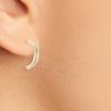 14K Gold 0.21 Ct. Diamond Half Hoop Minimal Earrings Fine Jewelry
