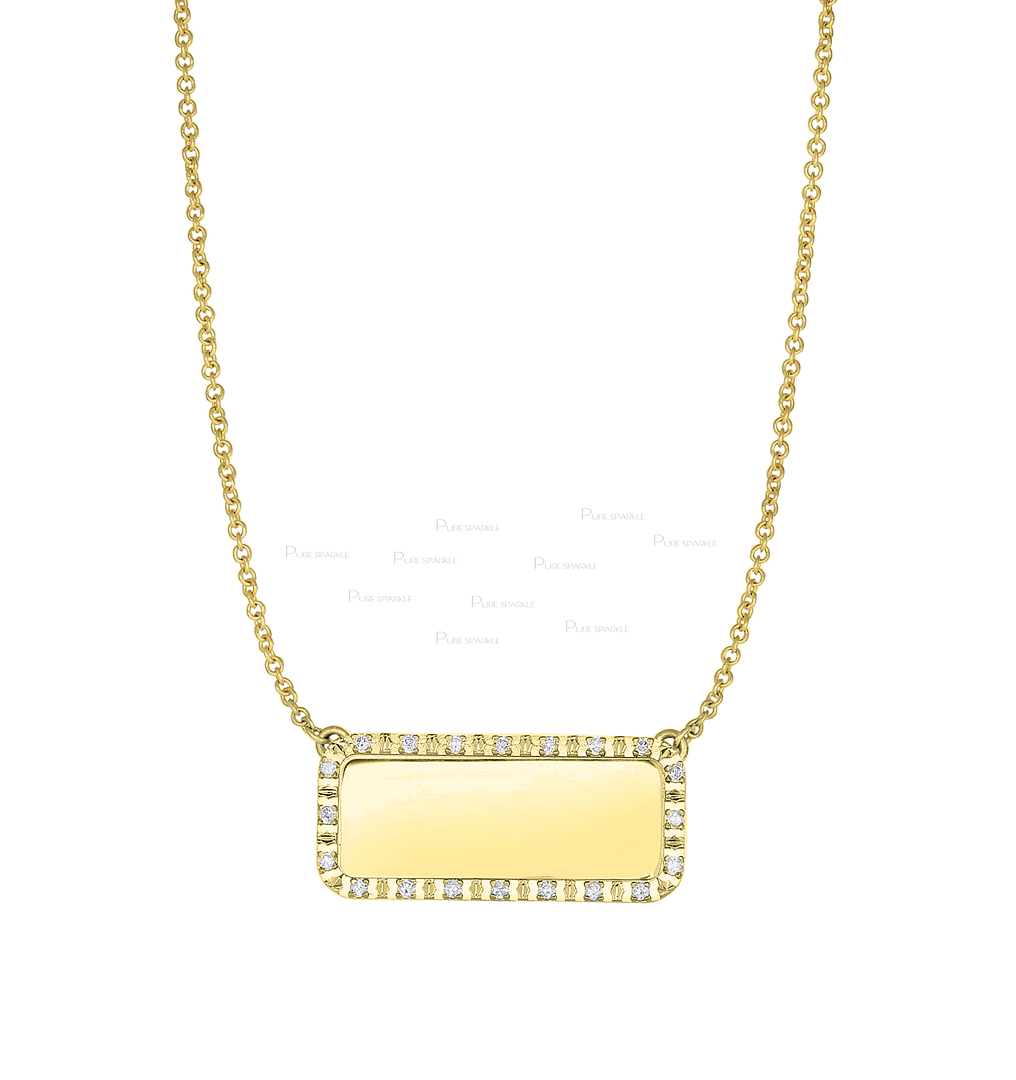 14K Gold 0.13 Ct. Diamond Rectangle Pendant Necklace Fine Jewelry eBay