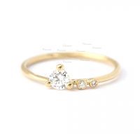 14K Gold 0.12 Ct. Diamond Asymmetrical Engagement Ring Fine Jewelry