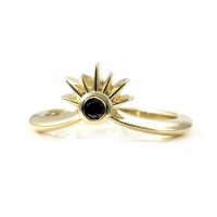 14K Gold 0.08 Ct. Black Diamond Crown Wedding Band Ring Fine Jewelry