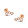 14K Gold 0.24 Ct. Three Diamonds Beaded Bezel Set Studs Fine Earrings