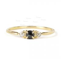 14K Gold 0.15 Ct. White And Black Rose Cut Diamond Ring Fine Jewelry