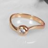 14K Gold 0.05 Ct. Solitaire Diamond Unique Wedding Ring Fine Jewelry