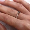 14K Gold 0.23 Ct. White And Black Diamond Engagement Band Fine Ring