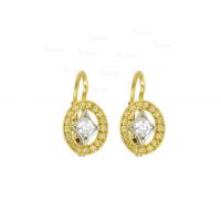 14K Gold 0.30 Ct. Diamond Oval Shape Hook Wedding Earrings Fine Jewelry