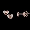 14K Gold 0.10 Ct. Diamond Mini Heart Studs Earrings Fine Jewelry