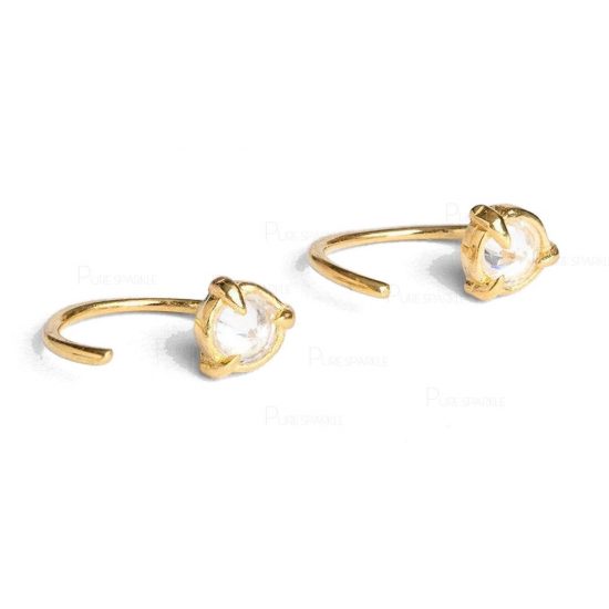 14K Gold 0.22 Ct. Diamond Reverse Hoop Cuff Earrings Fine Jewelry