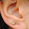 14K Gold 0.08 Ct. Diamond Heart Design Ear Crawler Ear Climber Earrings