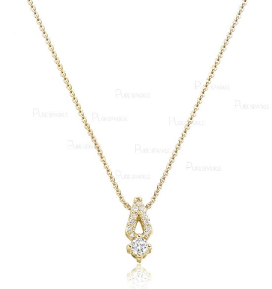 14K Gold 0.16 Ct. Diamond Minimalist Pendant Necklace Fine Jewelry