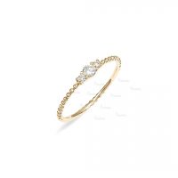 14K Gold Beaded 0.10 Ct. Three Diamond Wedding Ring Fine Jewelry