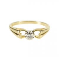 14K Gold 0.05Ct. Diamond Heart Cut Out Promise Wedding Ring Fine Jewelry
