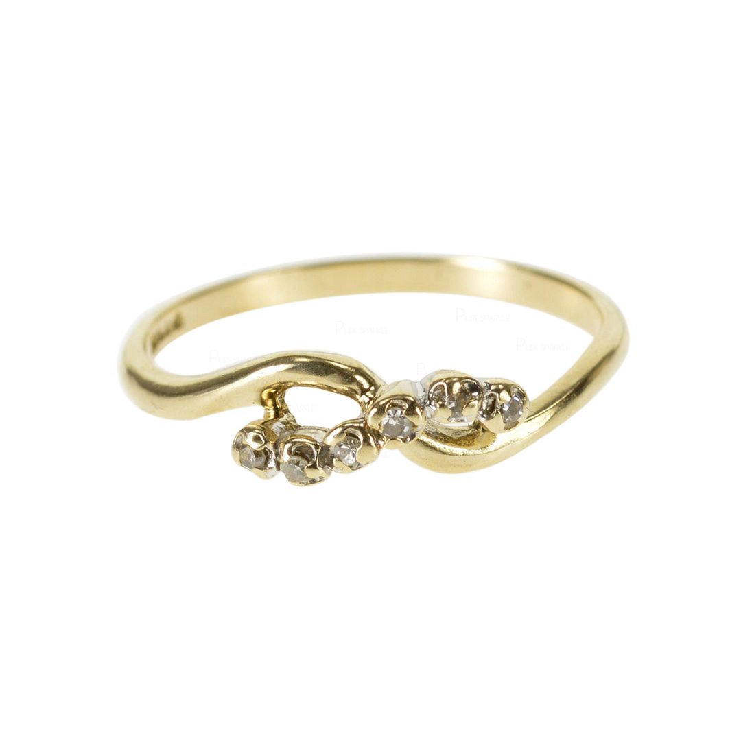 14K Gold 0.12 Ct. Diamond Infinity Wavy Curvy Design Ring Fine Jewelry ...