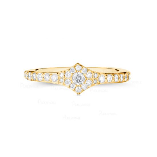 14K Gold 0.22 Ct. Diamond Wedding Half Eternity Band Ring Fine Jewelry