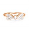 14K Gold 0.25 Ct. Diamond Love Heart Bow Design Ring Fine Jewelry