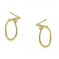 14K Gold 0.20 Ct. Diamond Abstract Shape Earrings Fine Jewelry