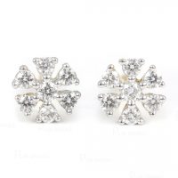 14K Gold VS Clarity 0.50 Ct. Diamond Floral Studs Earrings Gift For Her
