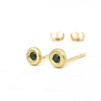 14K Gold Bezel Set 0.10 Ct. Black Diamond Mini Studs Earrings Jewelry