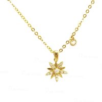 14K Gold 0.20 Ct. Diamond Star Pendant Necklace New Year Gift For Her