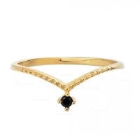14K Gold 0.08 Ct. Black Diamond Chevron Design Ring Fine Jewelry