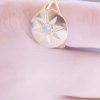 14K Gold 0.10 Ct. Diamond Engraved Starburst Disc Ring Fine Jewelry