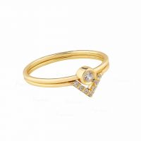 14K Gold 0.11 Ct. Diamond Two Engagement Wedding Rings Set Fine Jewelry