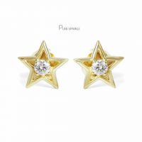 14K Gold 0.12 Ct. Diamond Star Shape Studs Earrings Fine Jewelry