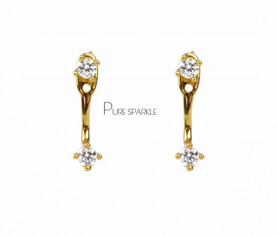14K Gold 0.20 Ct. Diamond Wedding Jacket Studs Earrings Fine Jewelry