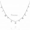 14K Gold 0.50 Ct. Diamond Moon Star Starburst Disc Celestial Necklace