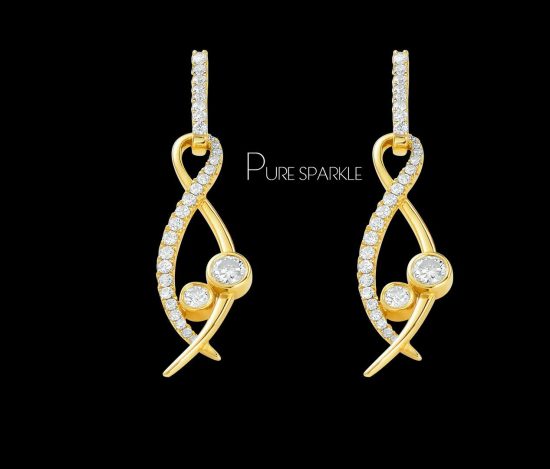 14K Gold 0.78 Ct. Diamond Eternal Love Wedding Earrings Fine Jewelry