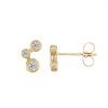 14K Gold 0.22 Ct. Diamond Three Stone Wedding Stud Earrings Fine Jewelry