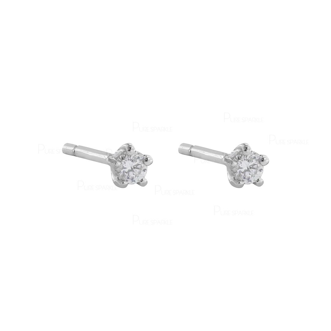 14K Gold 0.10 Ct. Diamond 5 Prong Simple Studs Earrings Fine Jewelry