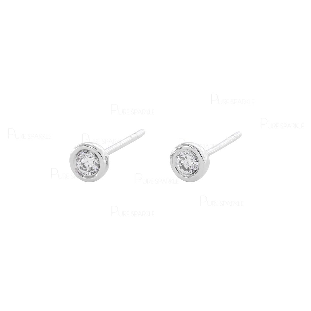 14K Gold 0.12 Ct. Solitaire Diamond Small Stud Earrings Fine Jewelry