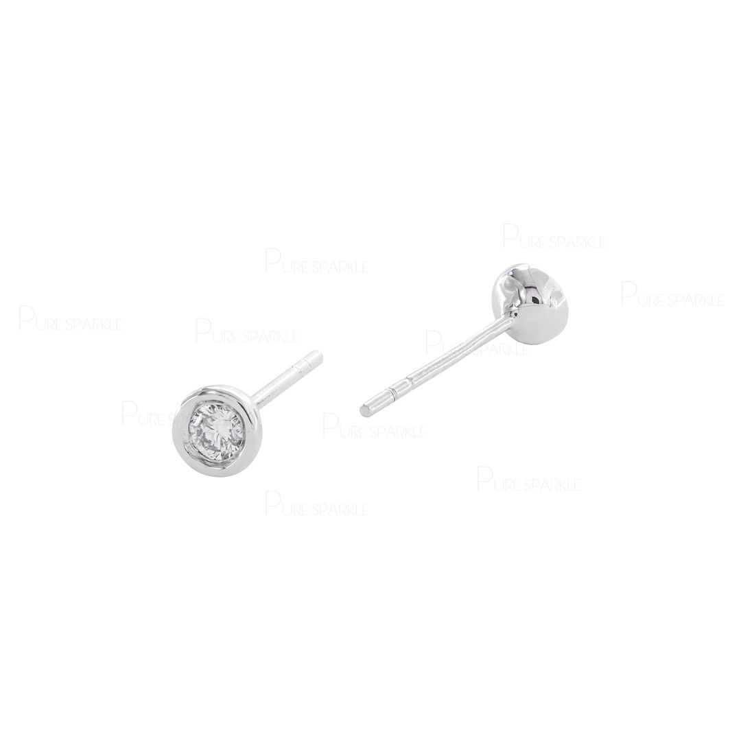 14K Gold 0.12 Ct. Solitaire Diamond Small Stud Earrings Fine Jewelry