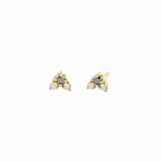 14K Gold 0.28 Ct. White And Black Diamond Studs Earrings Fine Jewelry