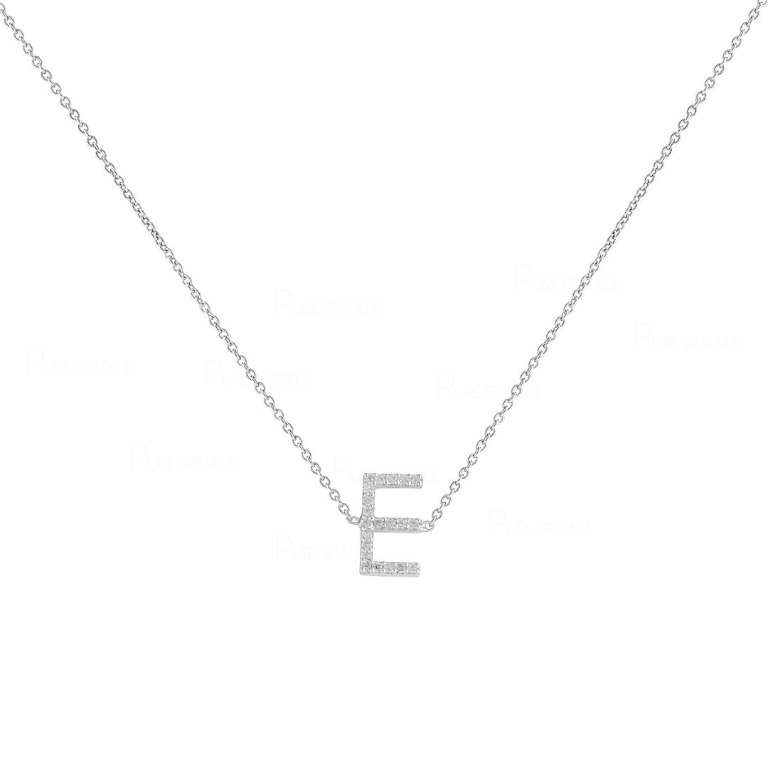 14K Gold 0.06 Ct. Diamond Initial A to Z Alphabet Necklace Fine Jewelry