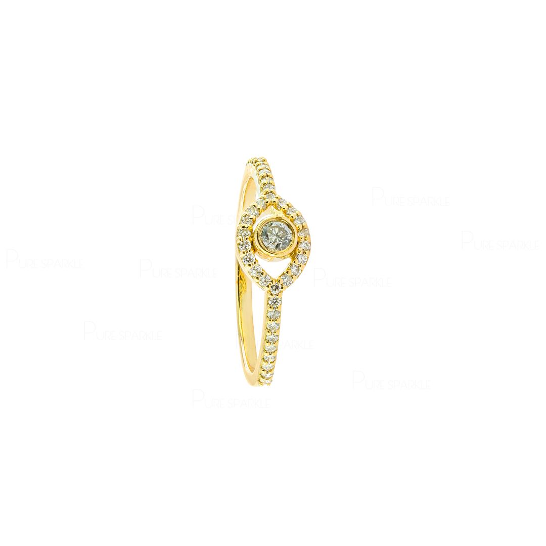 14K Gold 0.21 Ct. Diamond Evil Eye Ring Thanksgiving Gift Fine Jewelry