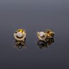 14K Gold 0.13 Ct. Diamond Half Moon Design Studs Earrings Fine Jewelry