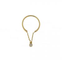 14K Gold 0.10 Ct. Dangling Chain Diamond Round Band Ring Jewelry