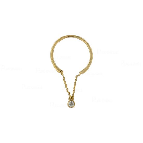 14K Gold 0.10 Ct. Dangling Chain Diamond Round Band Ring Jewelry