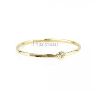 14K Gold 0.01 Ct. Diamond Evil Eye Band Ring Handmade Fine Jewelry