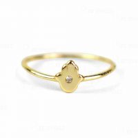 14K Gold 0.01 Ct. Diamond Hamsa "Hand of Mary" Ring Fine Jewelry