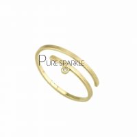 14K Gold 0.01 Ct. Diamond Wrap Ring Handmade Fine Jewelry Size-3 to 8 US