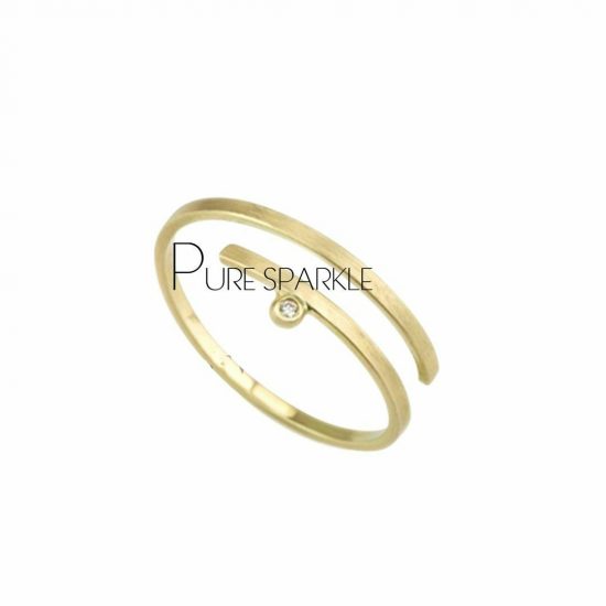14K Gold 0.01 Ct. Diamond Wrap Ring Handmade Fine Jewelry Size-3 to 8 US