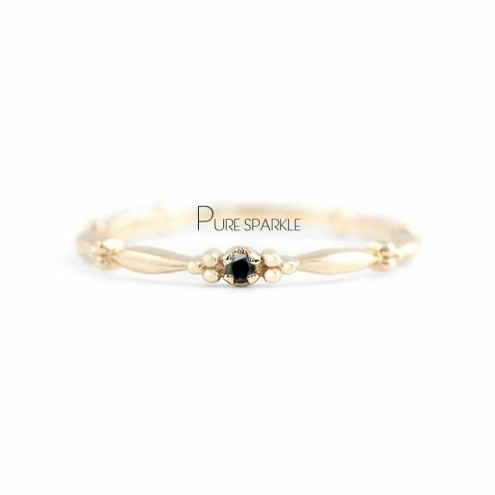 14K Gold 0.02 Ct. Black Diamond Vintage Ring Stackable Ring Fine Jewelry