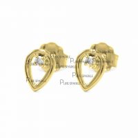 14K Gold 0.02 Ct. Diamond 5 mm Pear Shape Stud Earrings Fine Jewelry