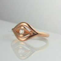 14K Gold 0.02 Ct. Diamond Evil Eye Design Delicate Ring Fine Jewelry