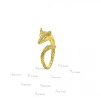 14K Gold 0.02 Ct. Diamond Fox Open Ring Handmade Fine Jewelry