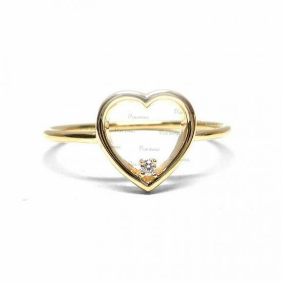 14K Gold 0.02 Ct. Diamond Love Heart Ring Valentine's Gift For Her